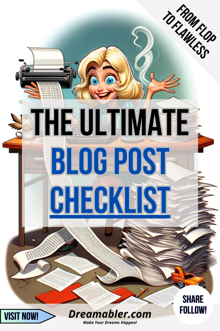 Blog Post Checklist - image of cartoon style woman looking at long list
