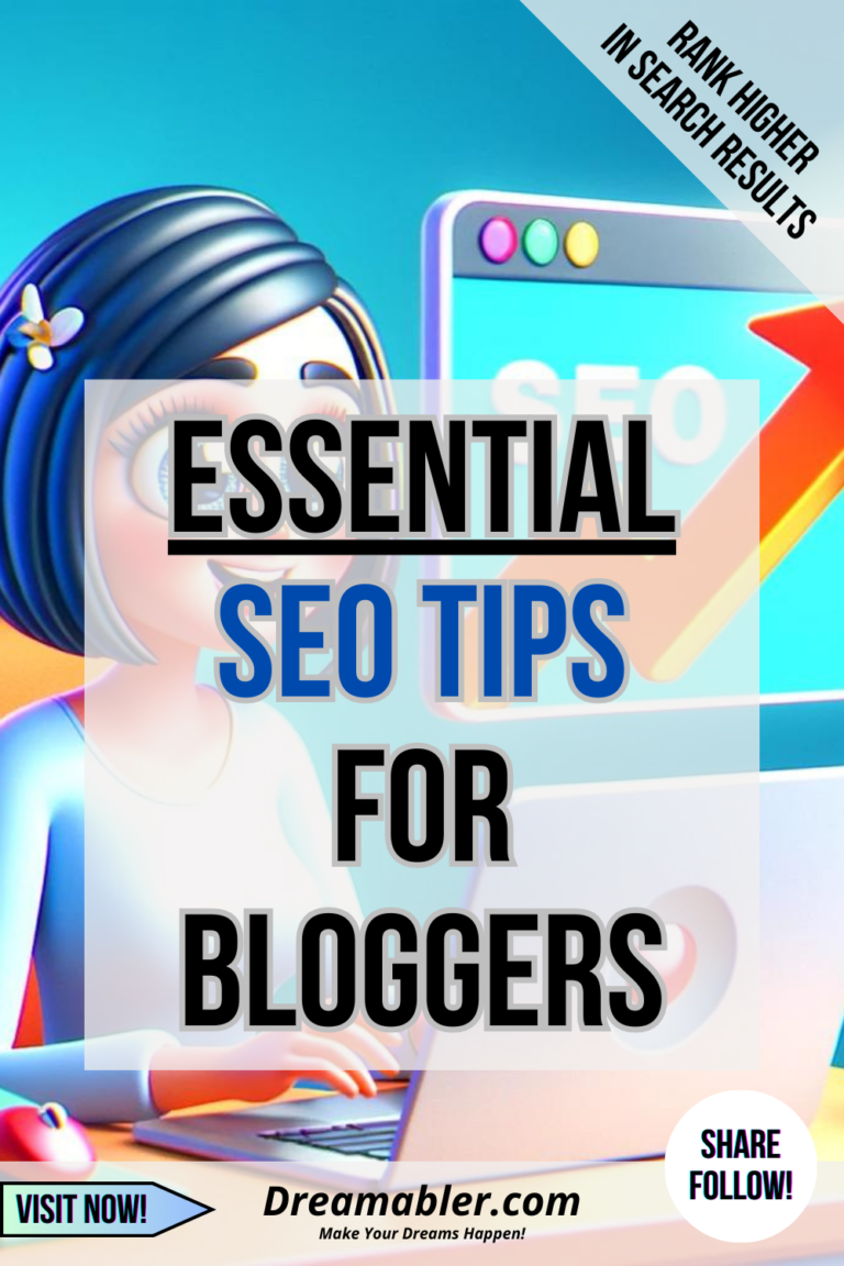 Essential SEO Tips for Bloggers - image depicting woman blond blogger and rising search engine rankings