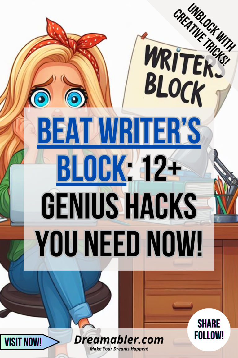 How to Beat Writers Block - Image of woman cartoon carater terrified of writers block - Dreamabler-com